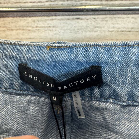 English Factory Women's Jean Ruffle Hem Mini Skirt Size Medium - Picture 3 of 5